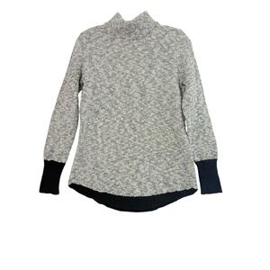 Womens XS LL Bean Signature Sweater Knit Mock Neck Pullover Linen & Cotton Blend
